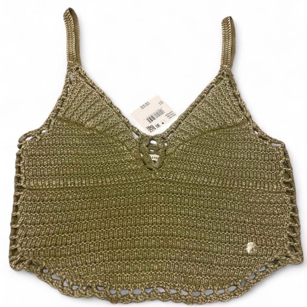 American Eagle Crochet Knit Tank Top Green Size Small NWT